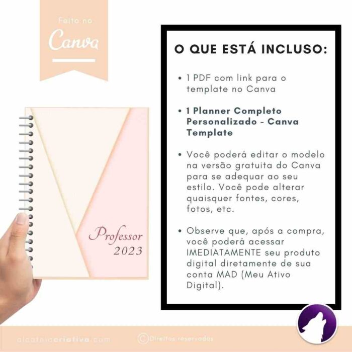 Planner Agenda Professor Profissional | Minimalista Rosinha | Completo Personalizado| Calendário, Hábitos, Plano de Aulas, Nota dos Alunos, etc | V1 | Template Editável | Canva - Image 7