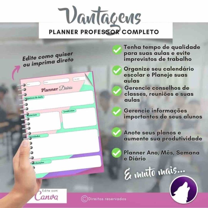 Planner Agenda Professor Profissional | Prof Multicolor | Completo Personalizado | Calendário, Plano de Aulas, Nota dos Alunos, etc | V1 | Template Editável | Canva - Image 4