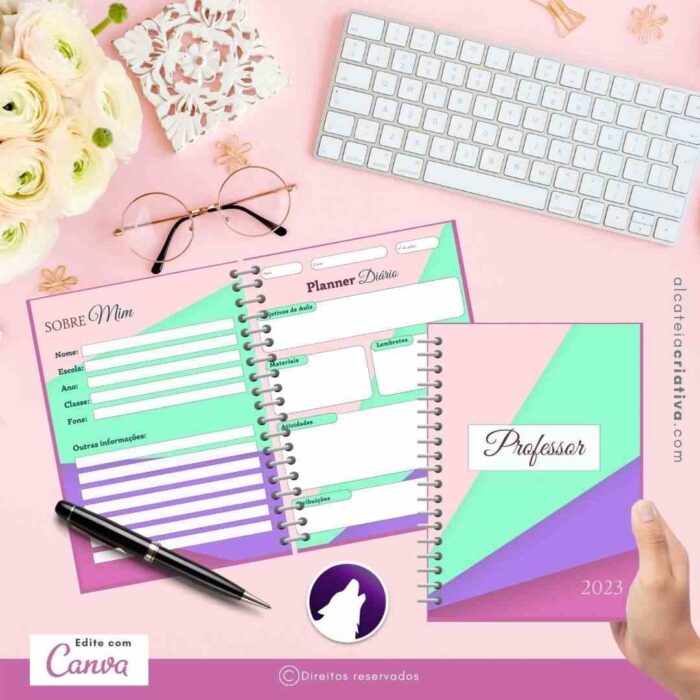 Planner Agenda Professor Profissional | Prof Multicolor | Completo Personalizado | Calendário, Plano de Aulas, Nota dos Alunos, etc | V1 | Template Editável | Canva - Image 2