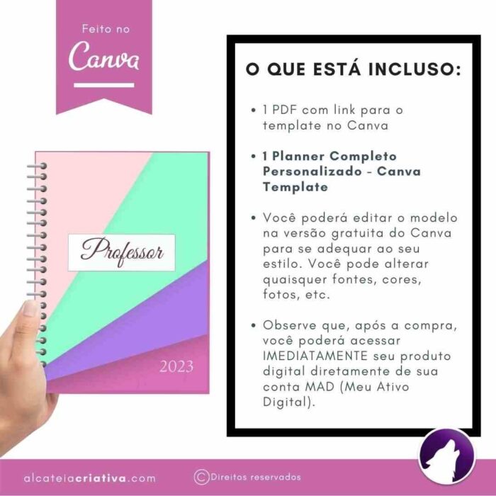 Planner Agenda Professor Profissional | Prof Multicolor | Completo Personalizado | Calendário, Plano de Aulas, Nota dos Alunos, etc | V1 | Template Editável | Canva - Image 7