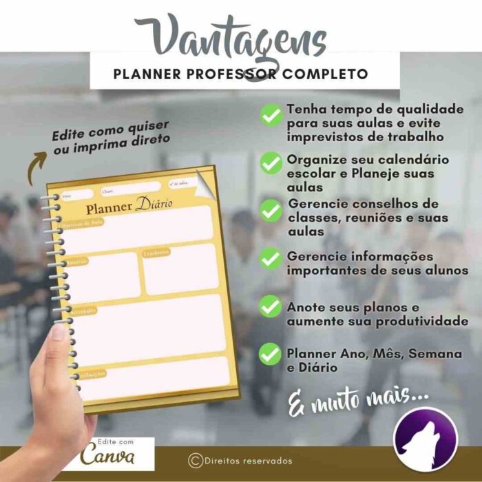 Planner Agenda Professor Profissional | Prof Spiral Gold | Completo Personalizado | Calendário, Plano de Aulas, Nota dos Alunos, etc | V1 | Template Editável | Canva - Image 5