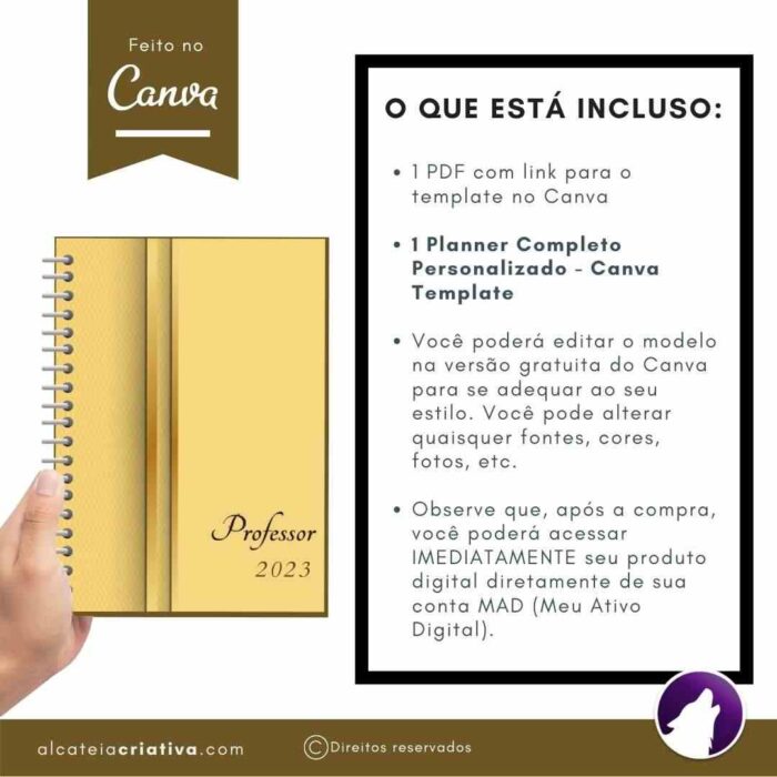 Planner Agenda Professor Profissional | Prof Spiral Gold | Completo Personalizado | Calendário, Plano de Aulas, Nota dos Alunos, etc | V1 | Template Editável | Canva - Image 7